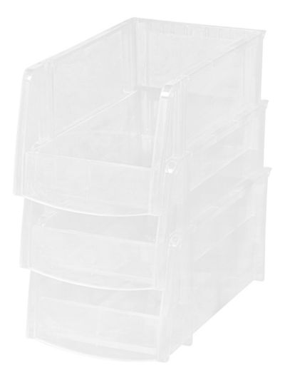 IRIS 8 Pack Medium Storage Basket, Stackable Open Front Organizer Bin for Pantry, Clear