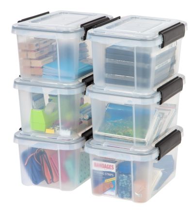 IRIS 6 Qt Storage Box with Gasket Seal Lid- Heavy Duty Moving Containers with Tight Latch, 6Pk