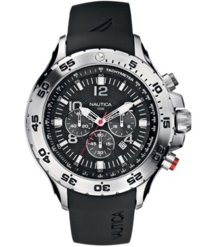 Мужские часы Nautica N14536G NST Chrono Black Resin Strap