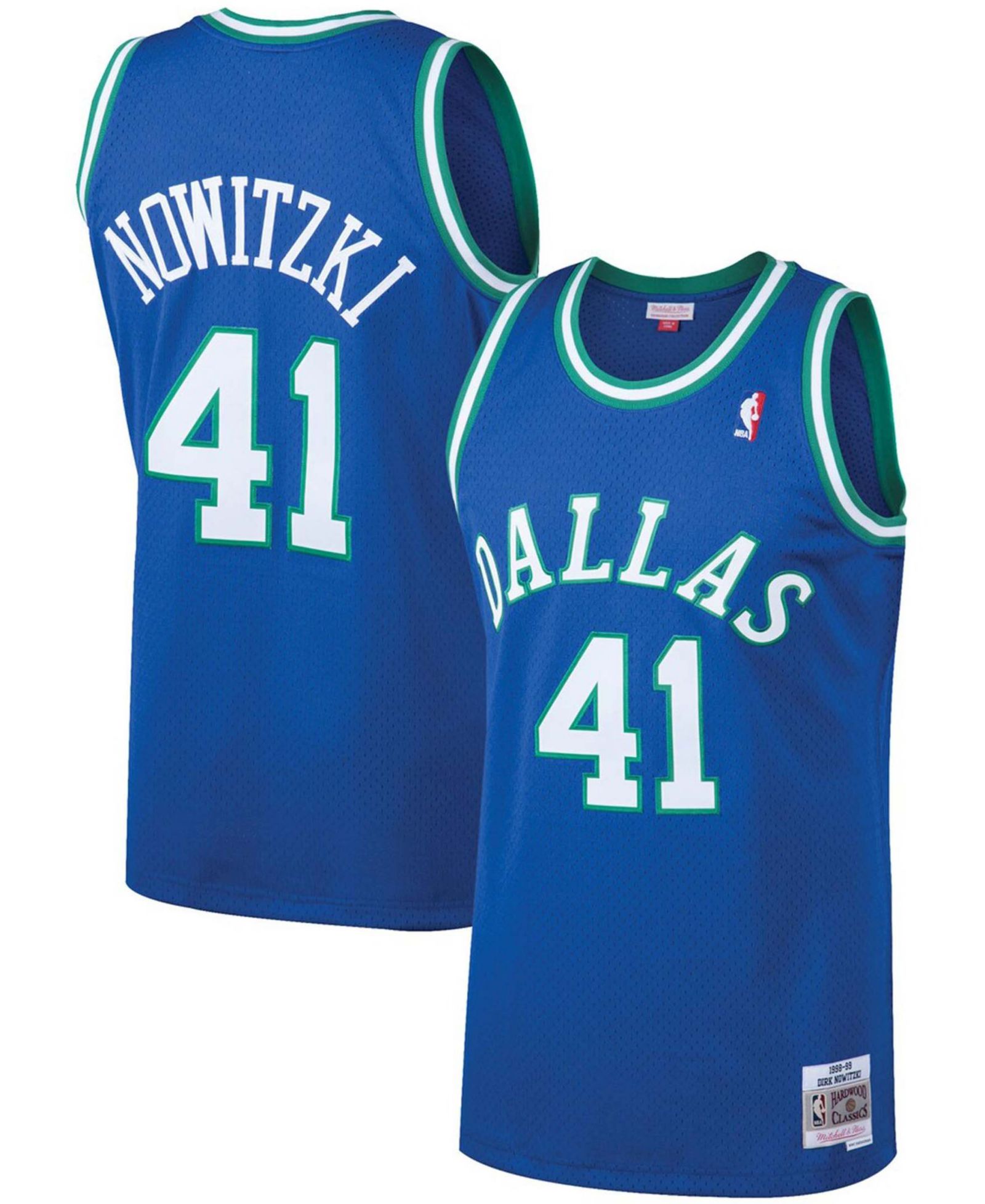 Mitchell & Ness Мужская джерси Dirk Nowitzki Blue Dallas Mavericks 1998-99 Hardwood Classics Swingman