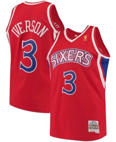 Мужская джерси Allen Iverson Philadelphia 76Ers 1996-97 Hardwood Classics Swingman Red