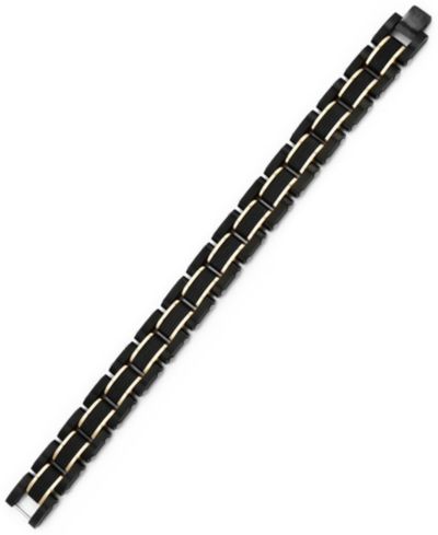 Браслет из нержавеющей стали Sutton Black And Rose Gold Link