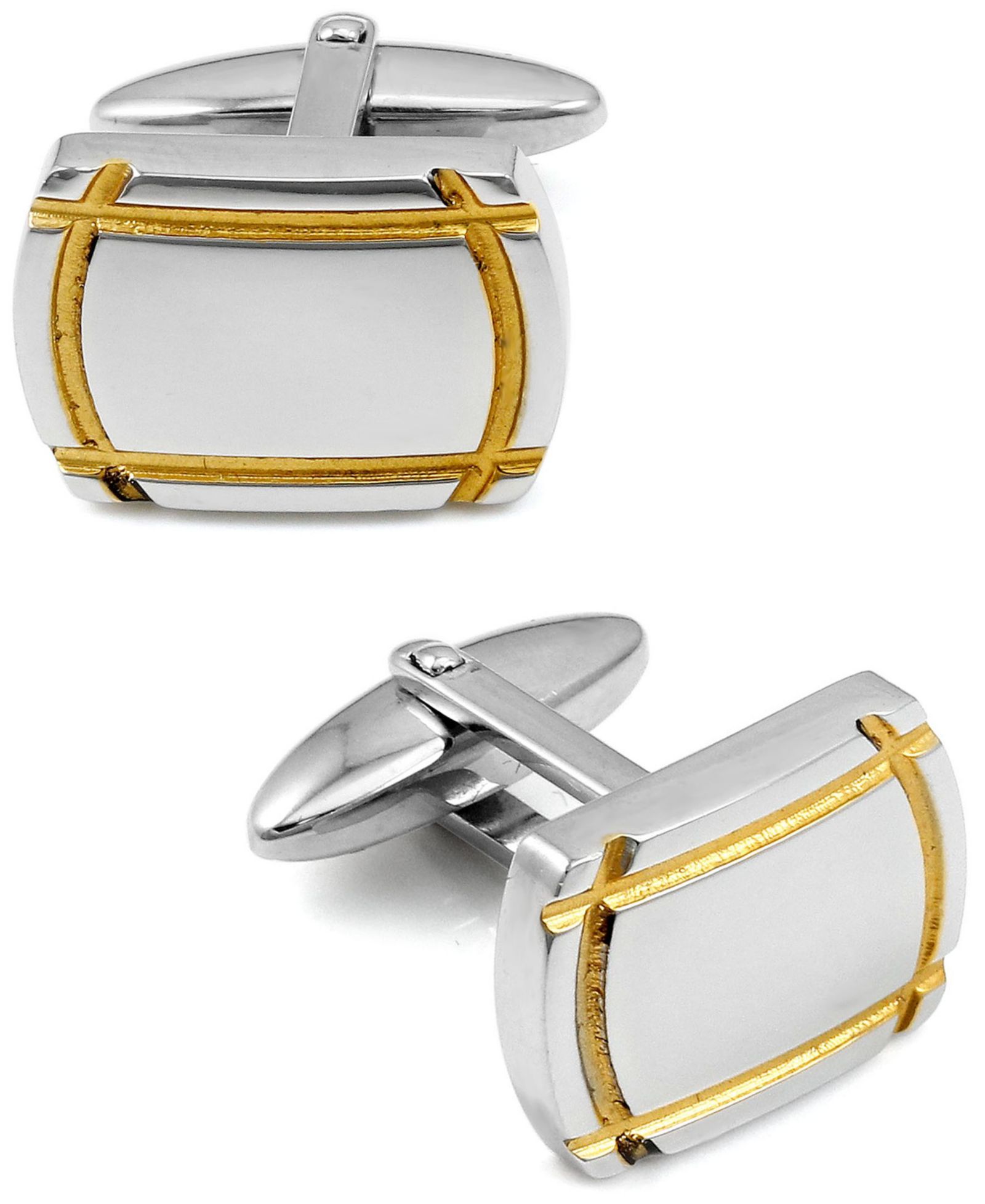 Запонки Sutton Sterling Silver с золотистой отделкой