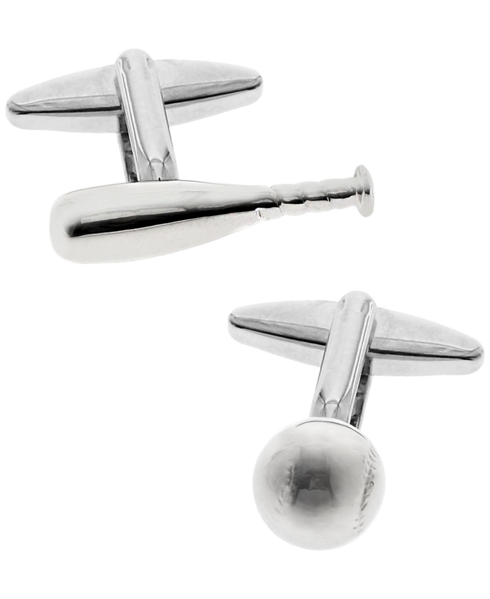 Запонки Rhona Sutton Silver-Tone Baseball And Bat Cufflinks
