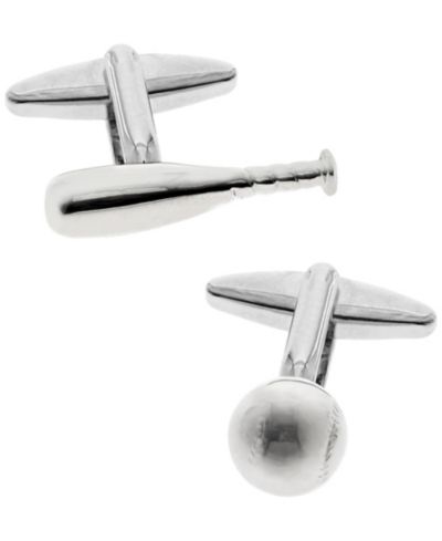 Запонки Rhona Sutton Silver-Tone Baseball And Bat Cufflinks