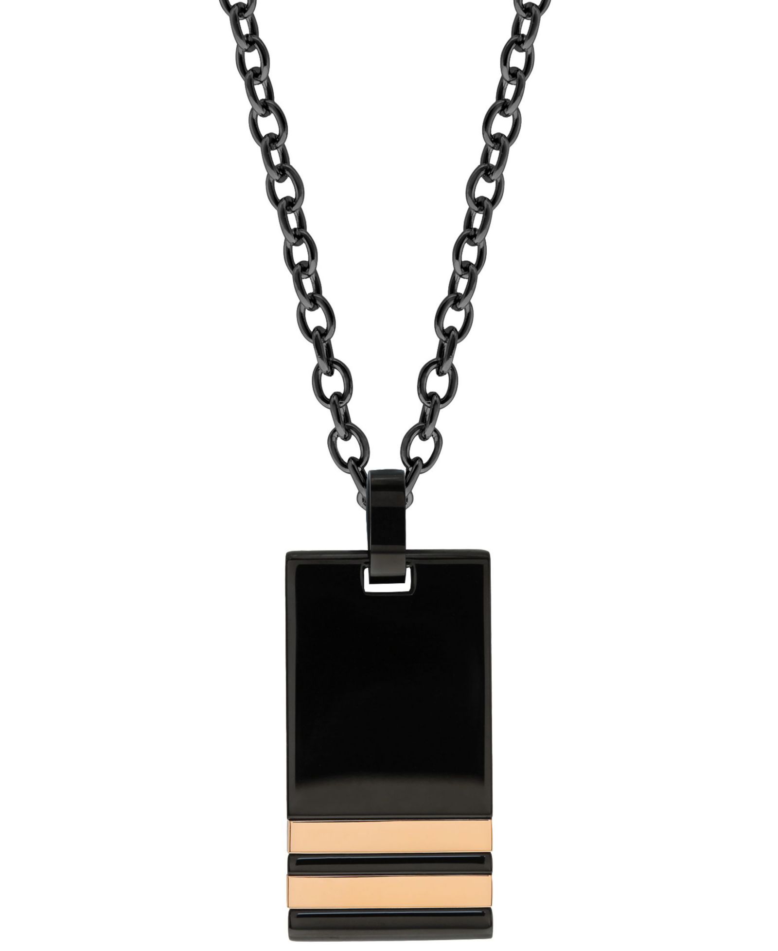 Подвеска-кулон Sutton Stainless Steel Black Pendant Necklace With Double Rose Gold Stripe