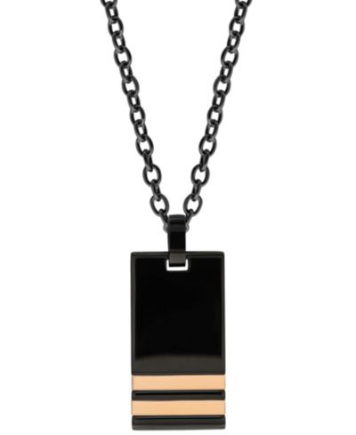 Подвеска-кулон Sutton Stainless Steel Black Pendant Necklace With Double Rose Gold Stripe
