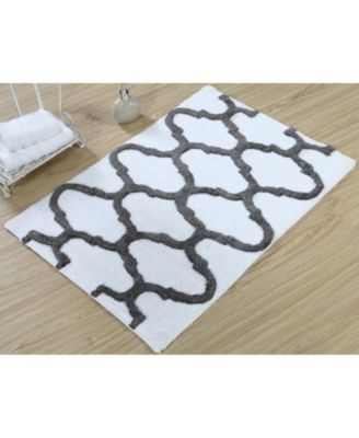 Saffron Fabs Geometric Non-Skid Cotton Bath Rug, 24" x 36"
