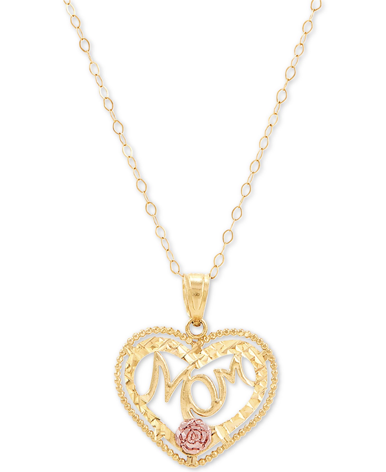 Подвеска Mom Heart 18" в 10k Gold & 10k Rose Gold