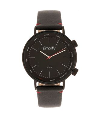 Simplify Quartz часы 3300 Black Dial с черным кожаным ремешком 43mm
