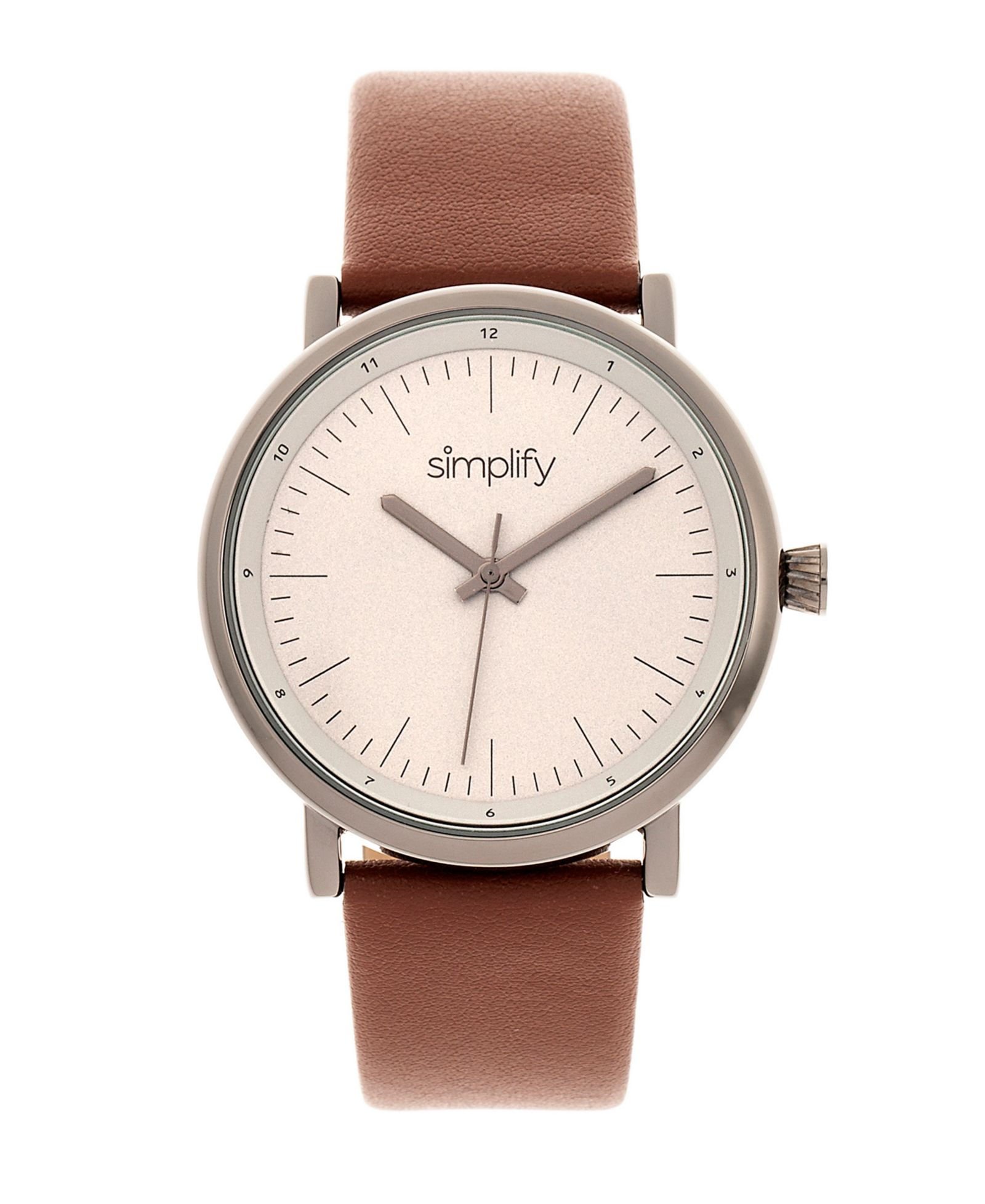 Часы Simplify Quartz The 6200 Grey Case, Genuine Brown Leather 39mm