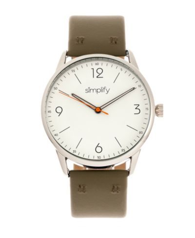 Часы Simplify Quartz The 6300, белый циферблат, натуральная оливковая кожа, 41mm