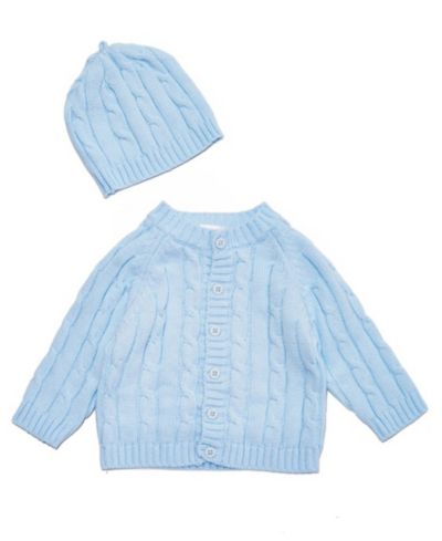 3 Stories Trading Cable Knit Baby Cardigan with Beanie