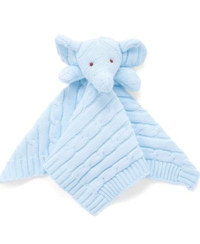 Детское вязаное одеяло с зайчиком 3 Stories Trading Baby Boy Knit Elephant Security Blanket