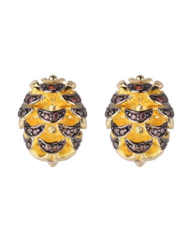 Noir Acorn Stud Earring With Cubic Zirconia Stones