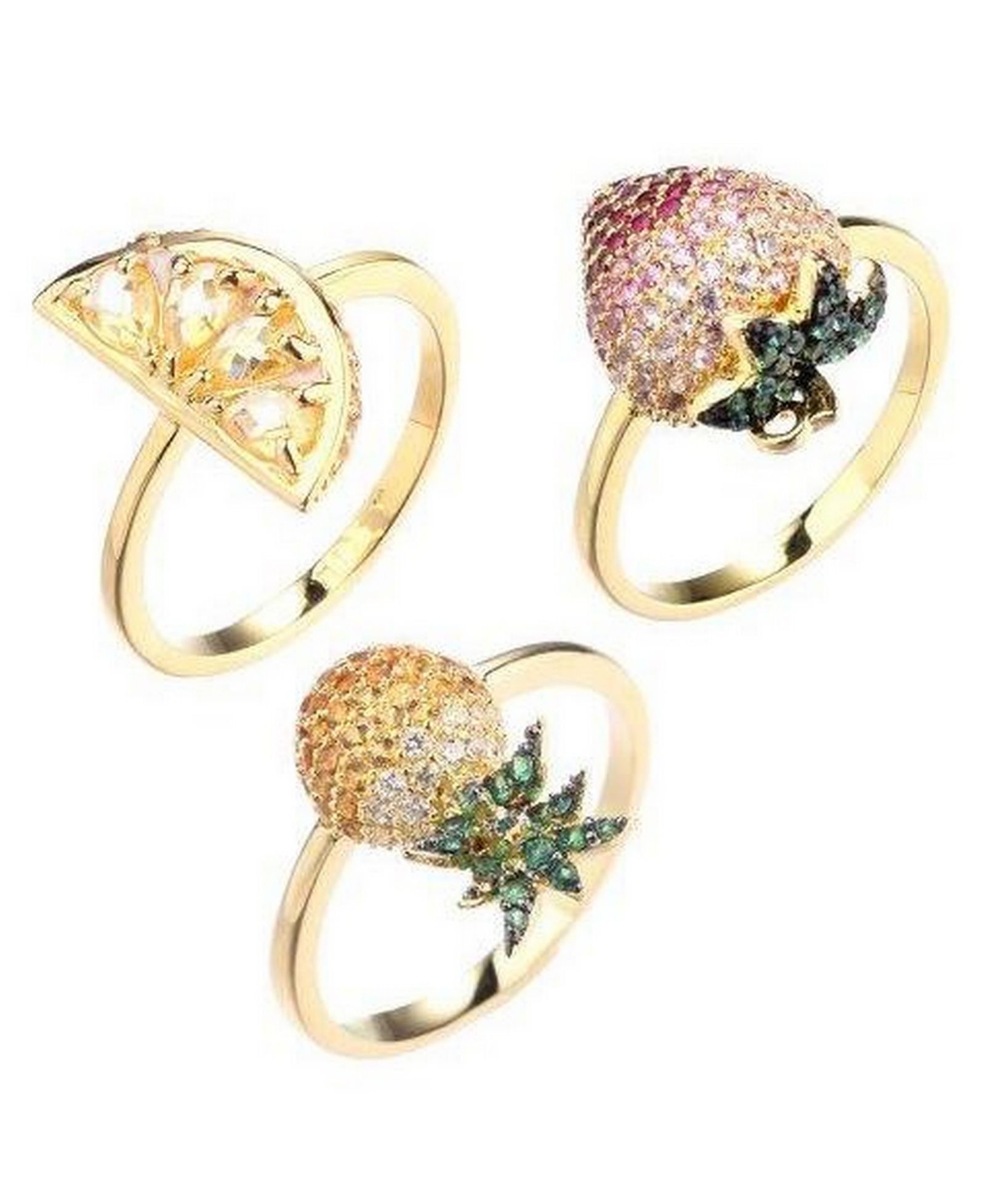 nOir набор колец с фруктами Cubic Zirconia Stackable