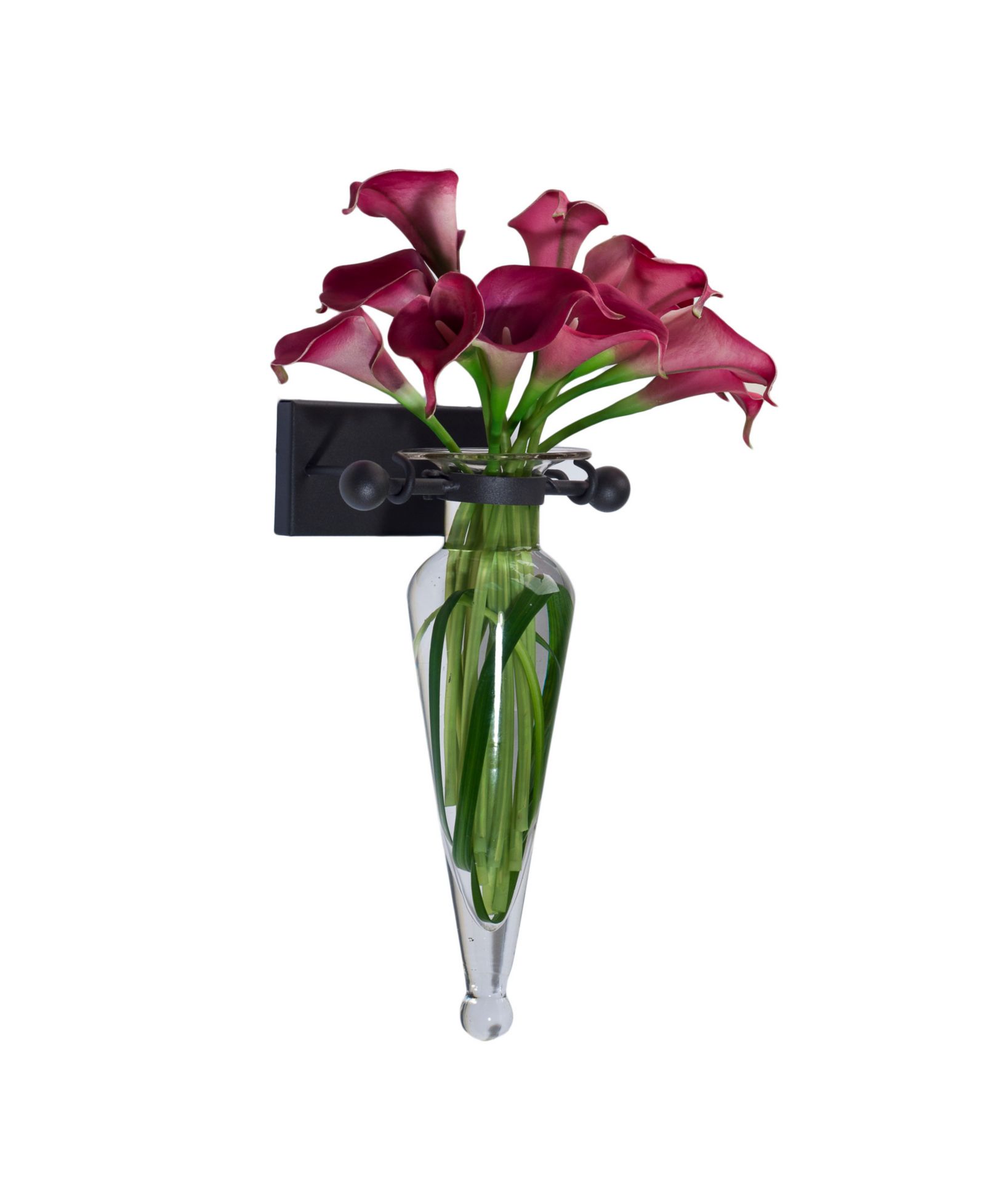 Danya B Clear Amphora Vase on Iron Sconce with Finials