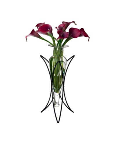 Danya B Clear Amphora Vase on Half Moon Metal Stand