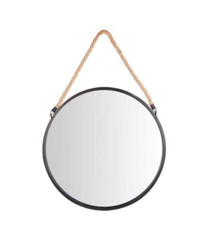 Настенное зеркало Danya B Framed 20 in. Round Black Metal with Hanging Rope