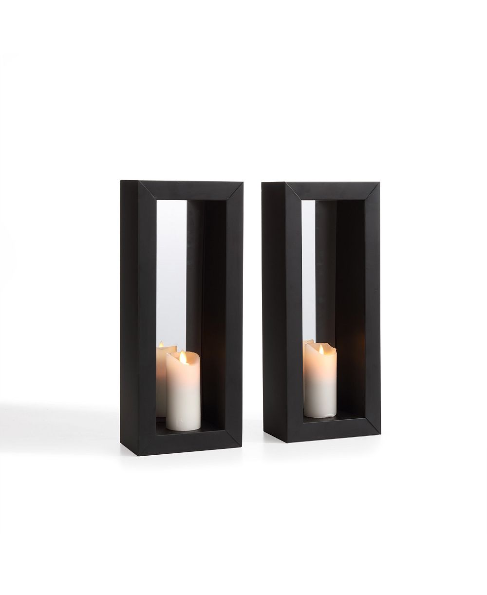 Подсвечники Danya B Set of 2 Vertical Mirror Pillar Candle с металлической рамой