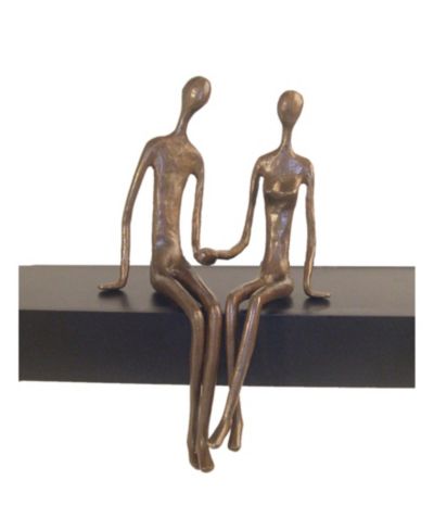 Danya B Sitting Couple Ledge Hanging Bronze Sculpture
