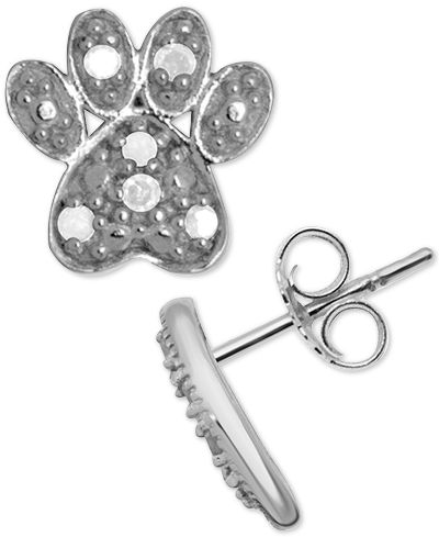 Серьги-гвоздики Diamond Dog с бриллиантовым акцентом из стерлингового серебра