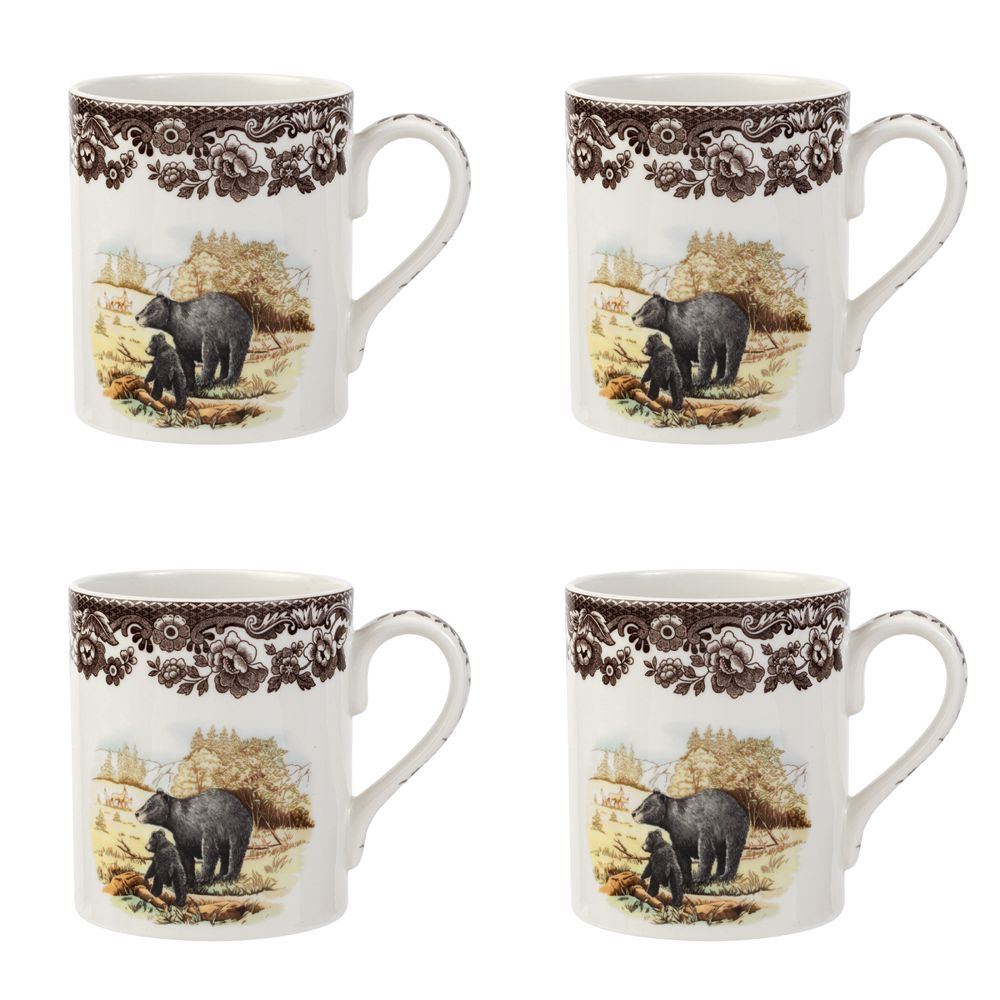 Spode кружки Woodland с черным медведем, набор из 4 шт.