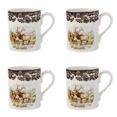 Spode Woodland Elk Mugs, Set of 4