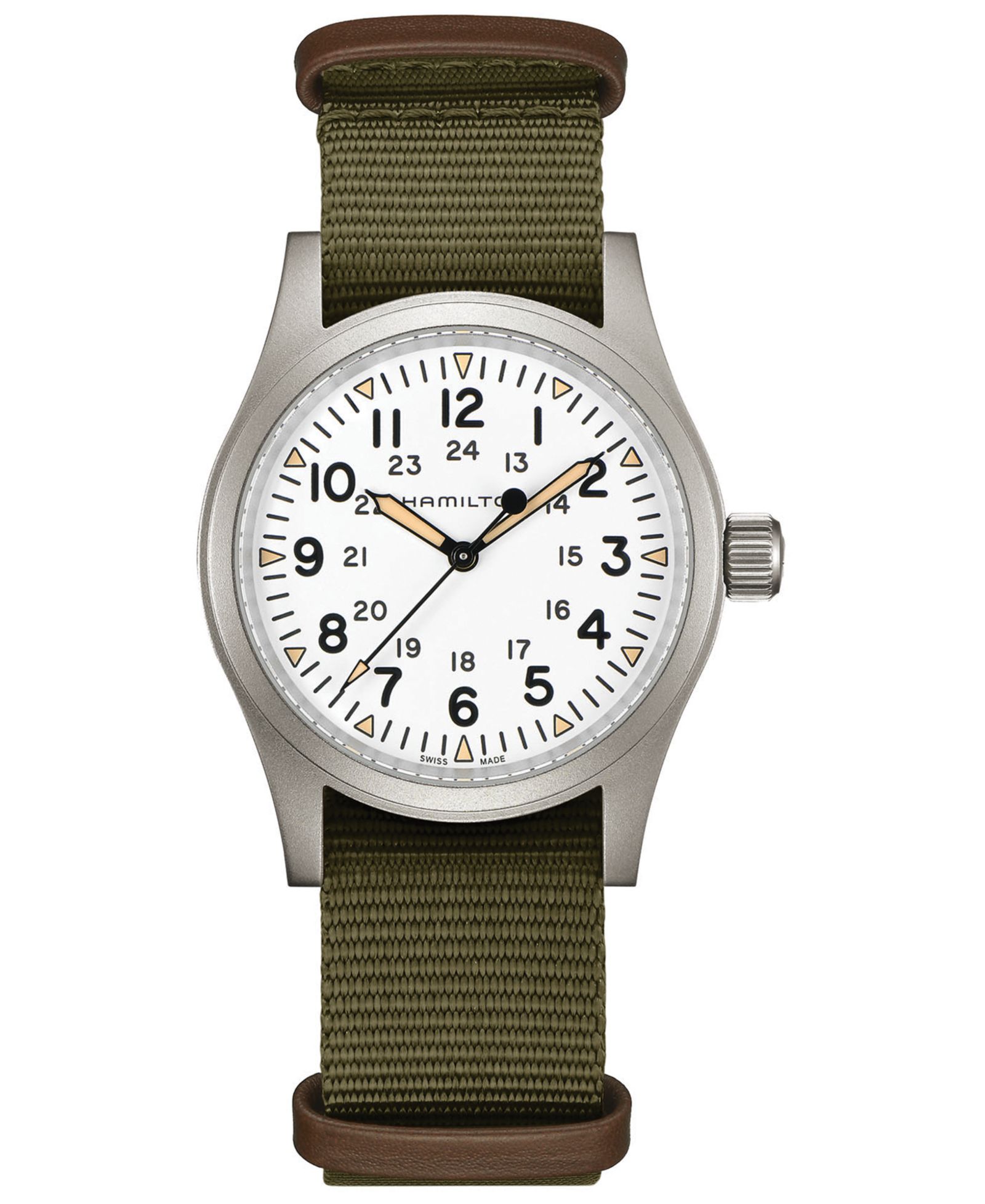Hamilton Мужской Swiss Mechanical Khaki Field Green Nato Strap Watch 38mm