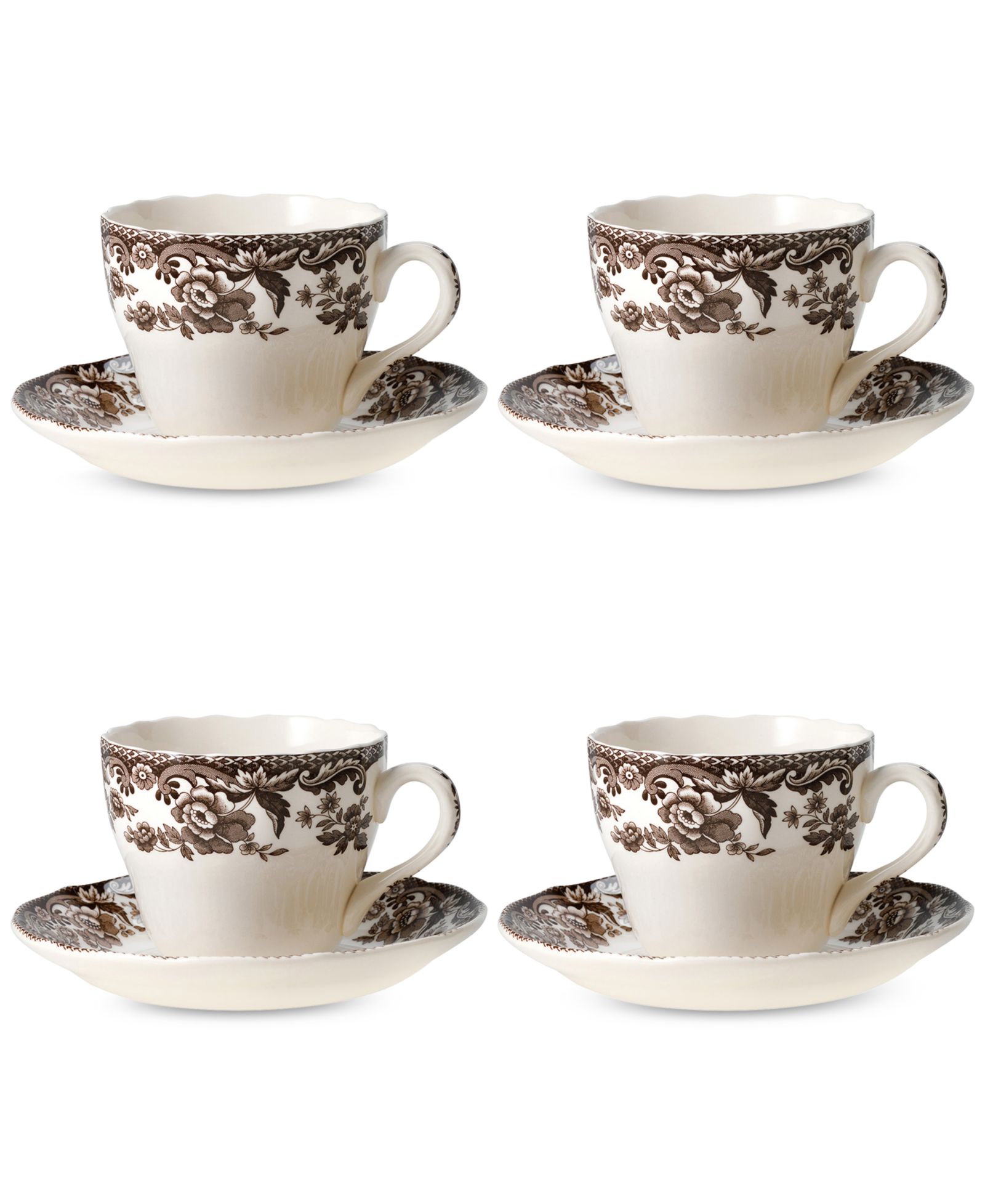 Spode Delamere Teacup & Saucer, Set of 4