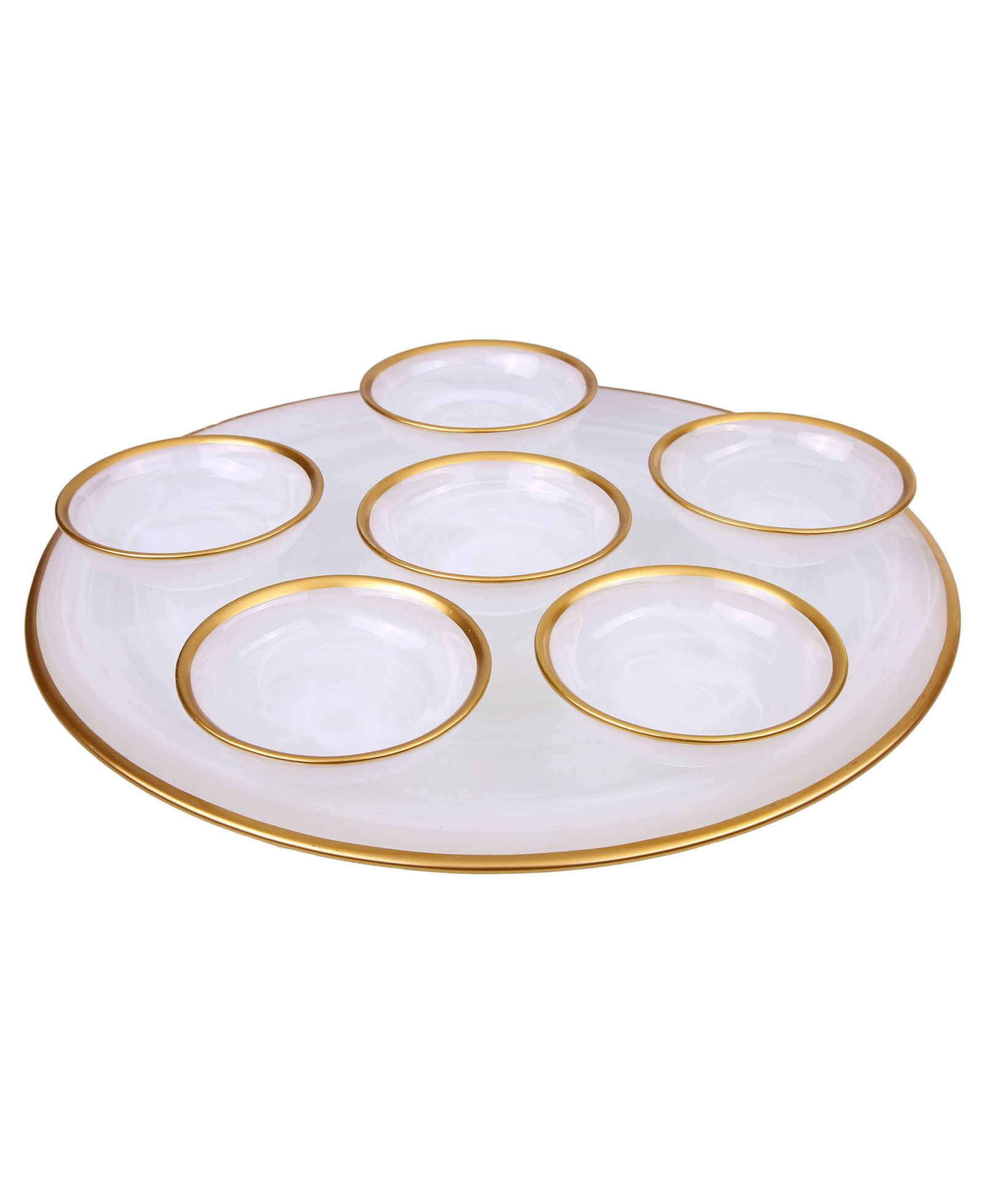 Classic Touch тарелка для Седера из алебастра 12.75" с каймой