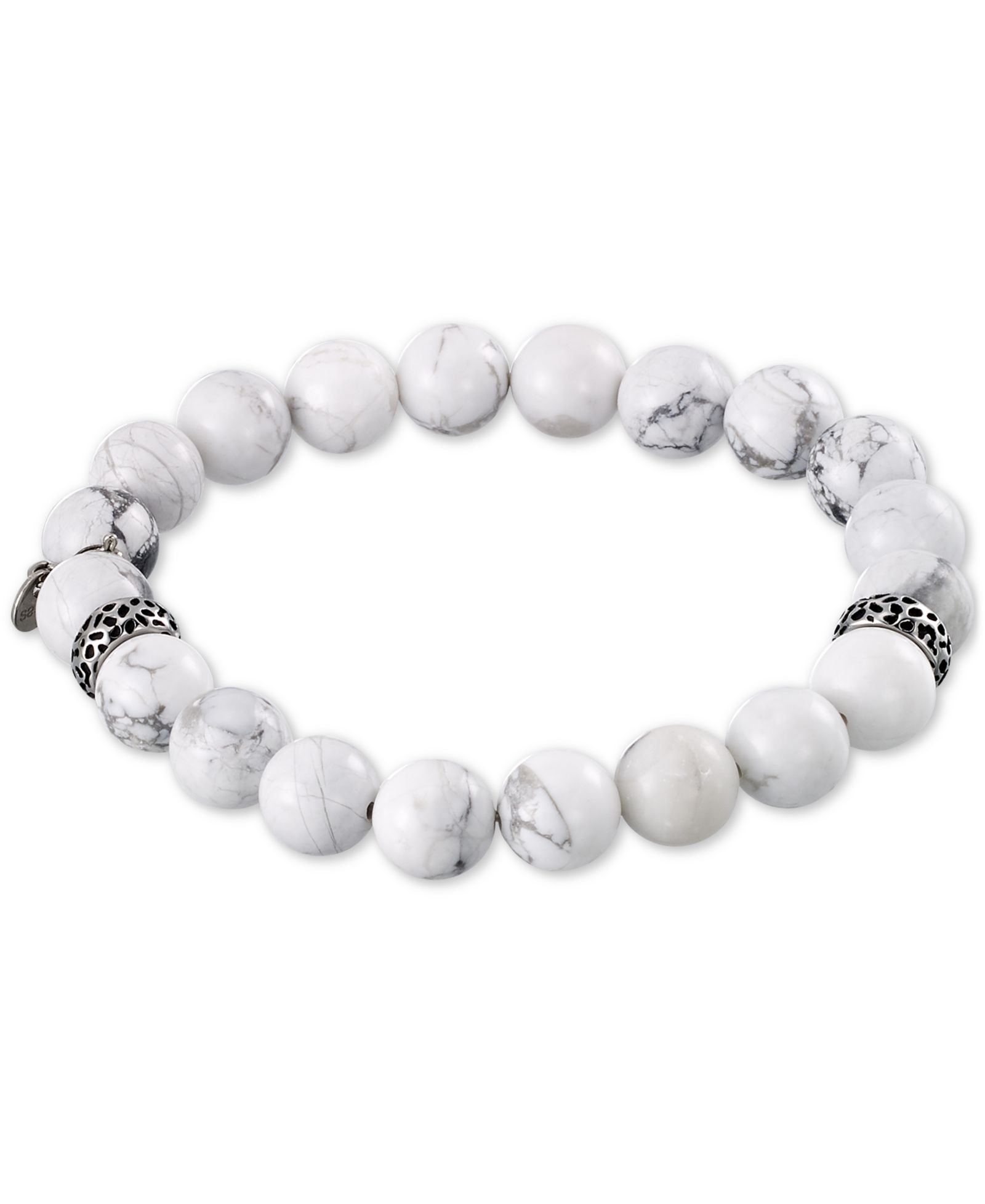 Браслет LEGACY for MEN by Simone I. Smith White Agate (10mm) Beaded Stretch из нержавеющей стали