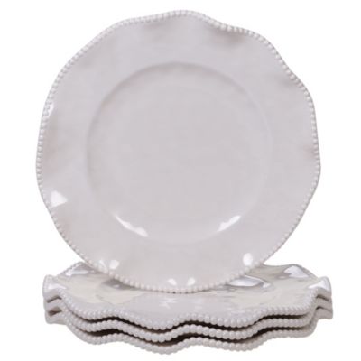 Certified International Perlette Cream Melamine Dinner Plates, Set of 4