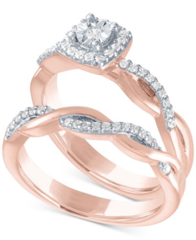 Diamond Bridal Set (1/4 ct. t.w.) in 14k Rose Gold Over Sterling Silver