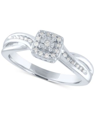 Promised Love Кольцо обещаний Diamond Square Cluster (1/10 ct. t.w.) из стерлингового серебра