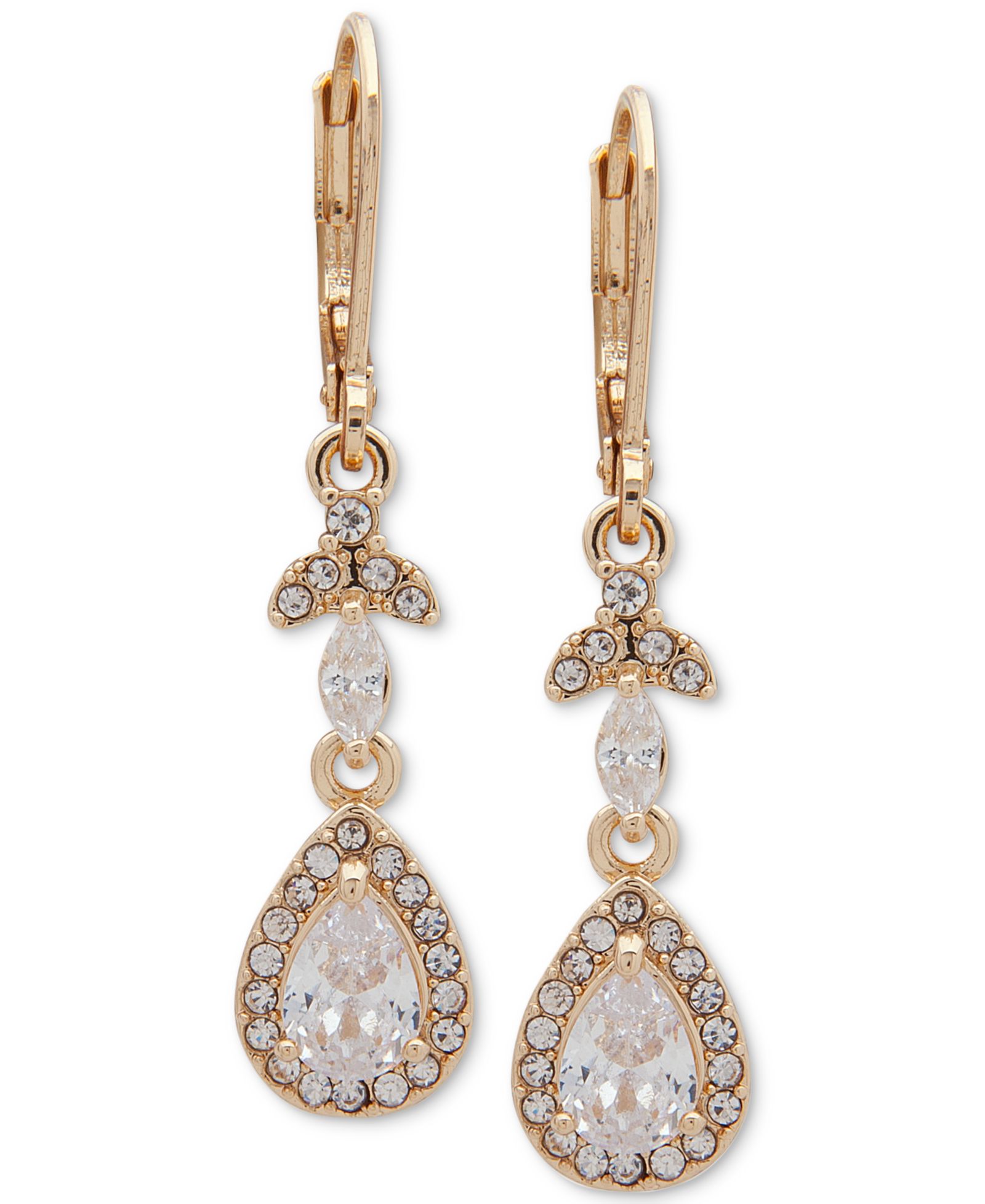 Серьги Anne Klein Gold-Tone Crystal Teardrop Chandelier