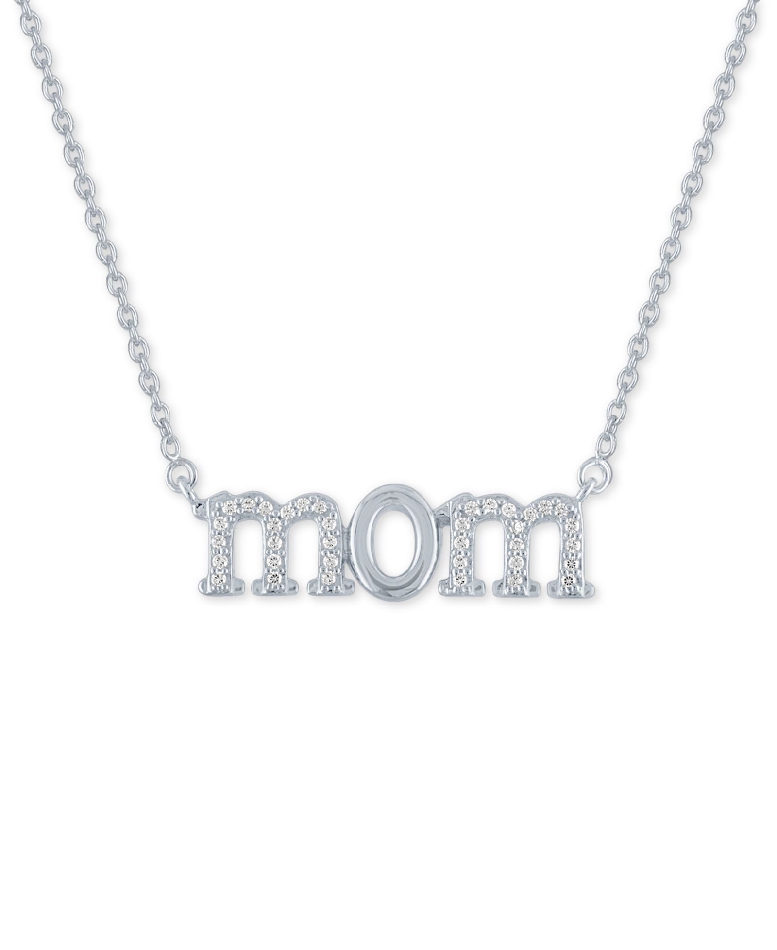 Подвеска Diamond "Mom" 18" в серебряном покрытии (1/10 ct. t.w.)