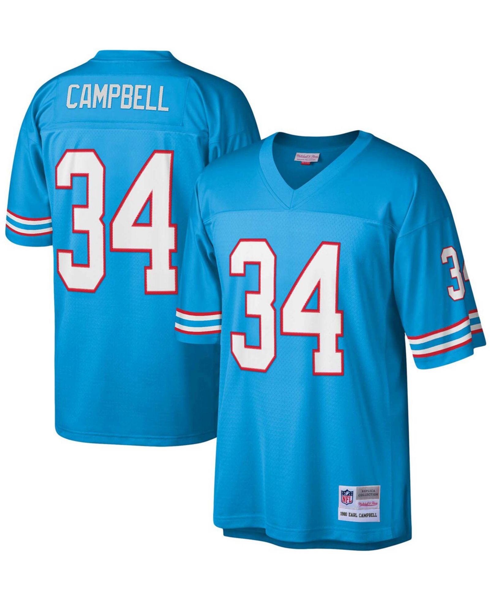 Мужская джерси Earl Campbell Light Blue Houston Oilers Legacy Replica