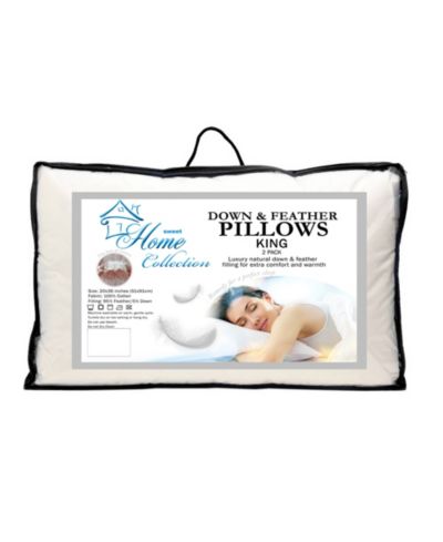 Sweet Home Collection Down and Feather Blend 100% Cotton Cover Premium 2-Pack Pillows, King