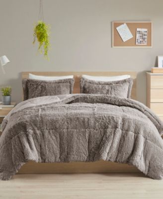 Комплект из 3 предметов Intelligent Design Malea Shaggy Faux-Fur Comforter Set, Full/Queen