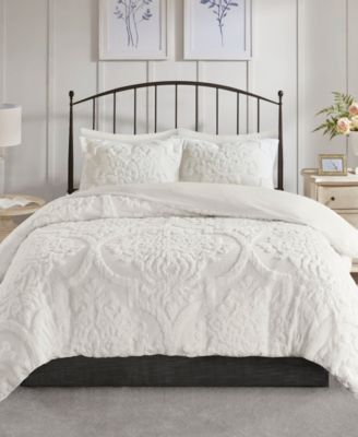 Madison Park Viola Damask Tufted 3-Pc. Duvet Cover Set, Full/Queen