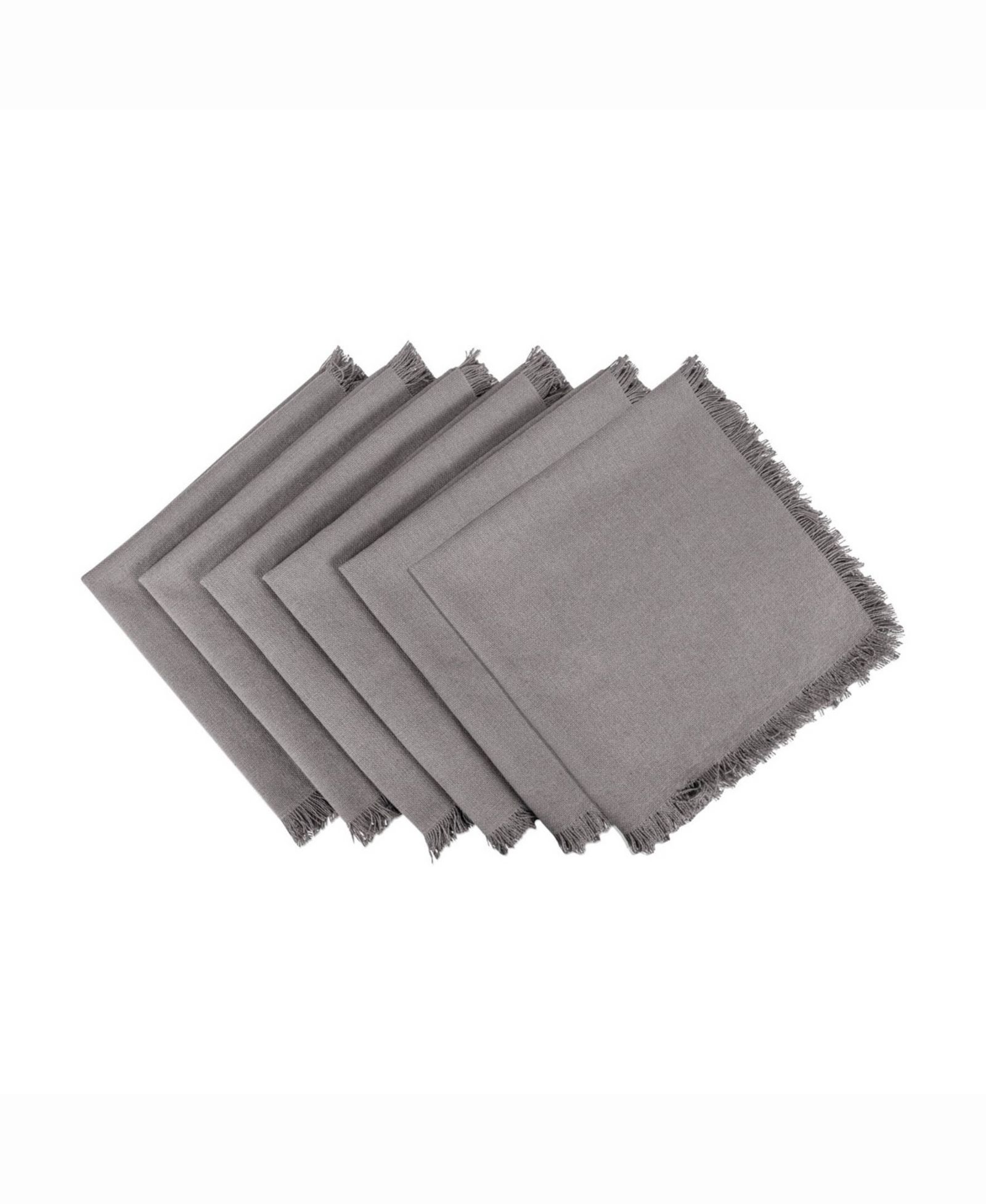 Solid Gray Heavyweight Fringed Napkin Set of 6