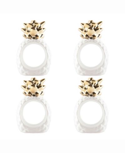 Gold Pineapple Napkin Ring Set of 4