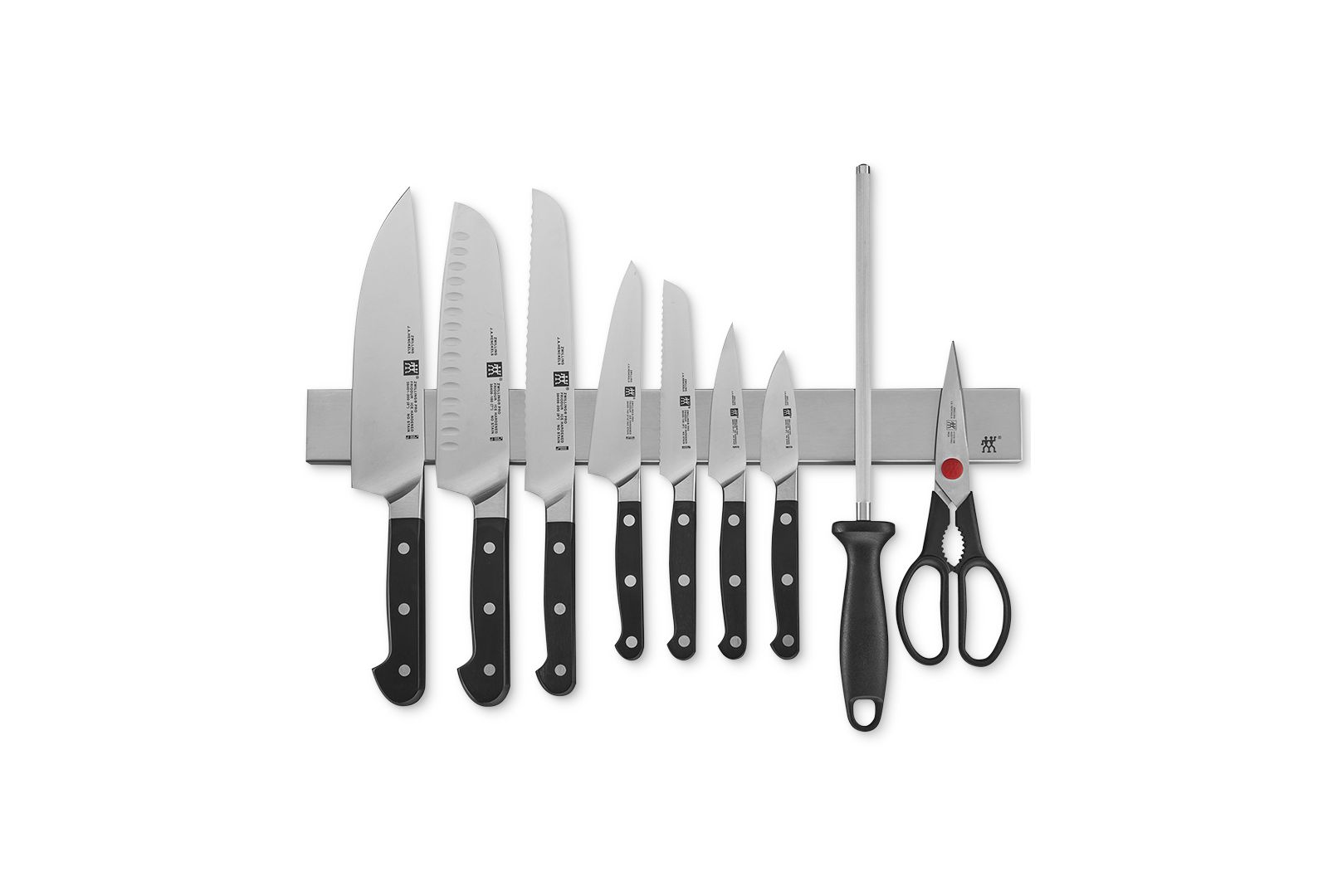 Zwilling Pro 10pc Set w/17.5" Stainless Magnetic Knife Bar