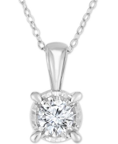 TruMiracle® Diamond Solitaire 18" Pendant Necklace (3/4 ct. t.w.) in 14k White Gold