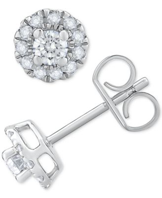 Серьги-гвоздики Diamond Round Halo в 14k белом золоте или 14k золоте