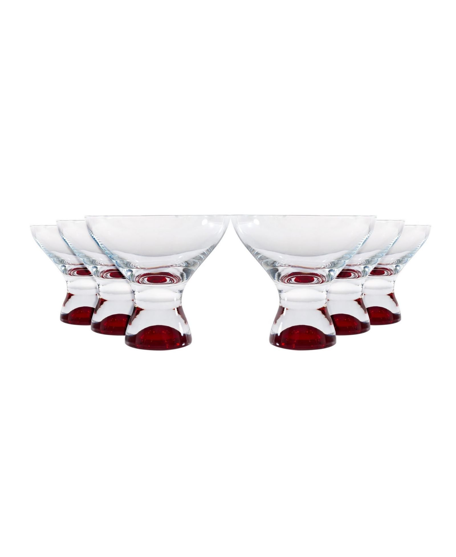 Набор из 6 бокалов для десерта Red Vanilla Samba Colors Martini 11 Oz