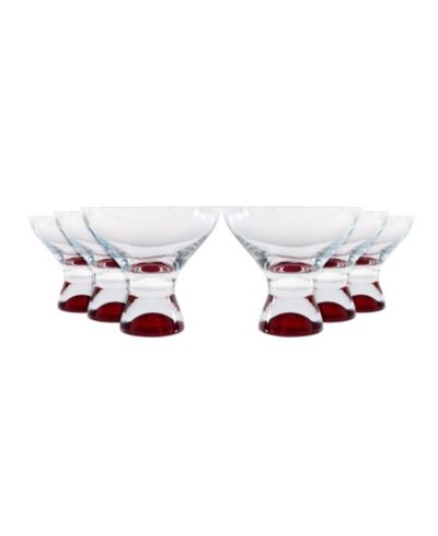 Red Vanilla Samba Colors Martini Dessert Glass 11 Oz, Set of 6