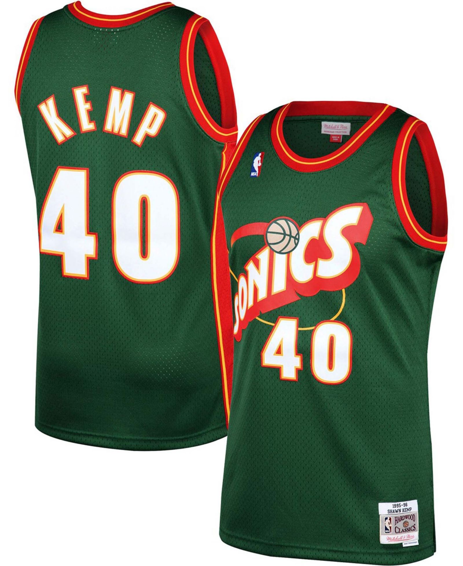 Мужская джерси Mitchell & Ness Shawn Kemp Seattle Supersonics 1995-96 Hardwood Classics Swingman