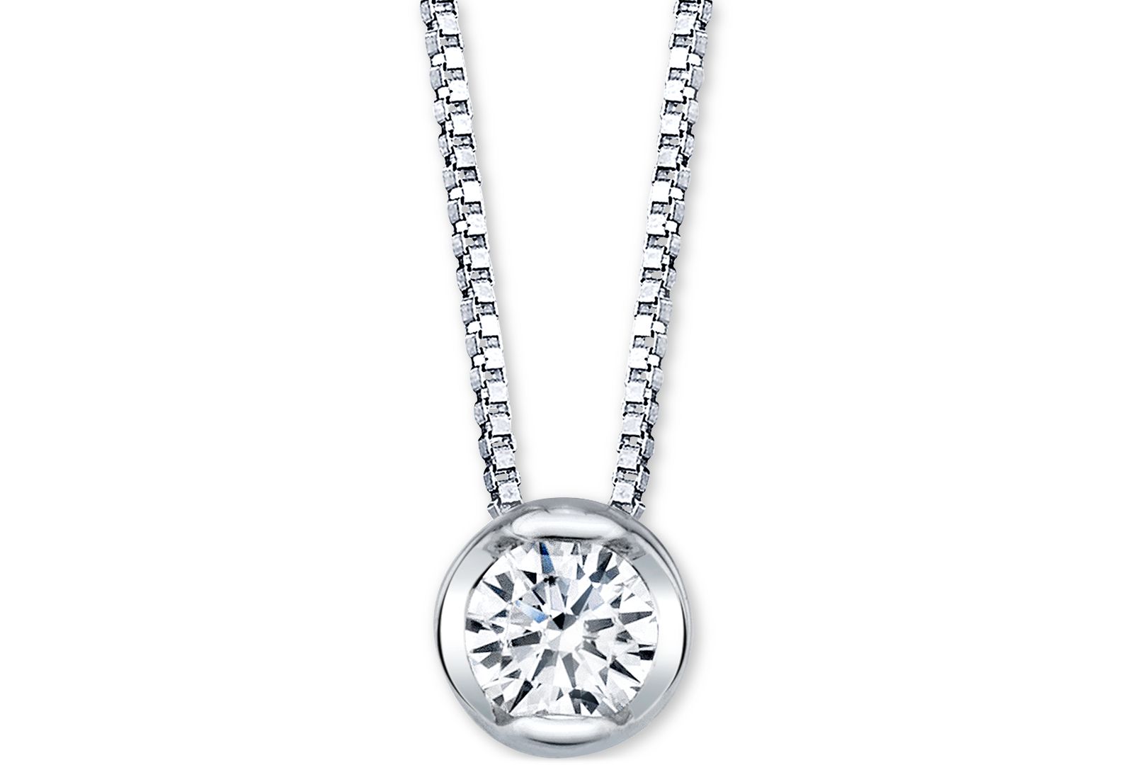 Подвеска-кулон Sirena Diamond Bezel Solitaire 18" в желтом или белом золоте 14k